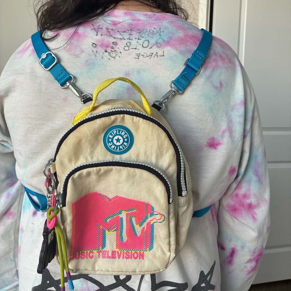 Kipling Kids Backpack - Beige with Blue and Pink Accents